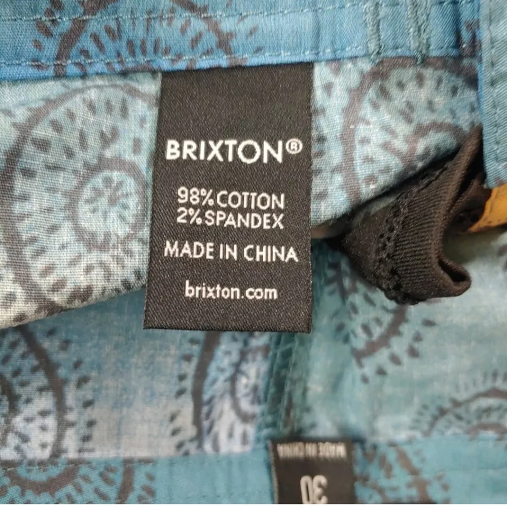 Brixton Leeward Boardshorts Men 30 Swim Trunks Preppy Pool Beach Blue Gold New